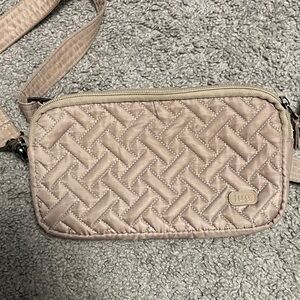 Lug Woven Pattern Beige Crossbody Bag